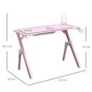 Scrivania da Gaming 110x59x75 cm in MDF e Metallo Rosa