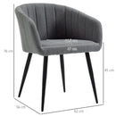 Set 2 Sedie Imbottite 62x56x76 cm in Tessuto Effetto Lino Grigio Scuro