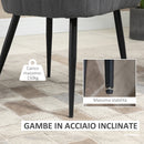 Set 2 Sedie Imbottite 62x56x76 cm in Tessuto Effetto Lino Grigio Scuro