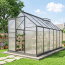 Serra da Giardino 7,1 m² 190x375x199 cm in Policarbonato con Telaio in Lega di Alluminio Grondaie Finestre Apribili e Porta Scorrevole      