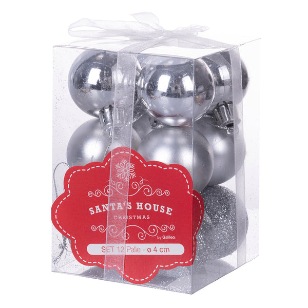 Set 12 Palle di Natale Ø4 cm in Plastica Argento sconto