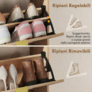 Scarpiera Salvaspazio Slim 120x29x80 cm con 2 Ante a Ribalta e Ripiani Regolabili Rimovibili per 8 Paia in MDF Noce      