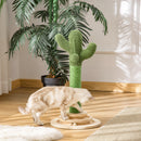 Albero Tiragraffi a Cactus per Gatti 32x32x60 cm in Corda Sisal e Palline in Legno Verde
