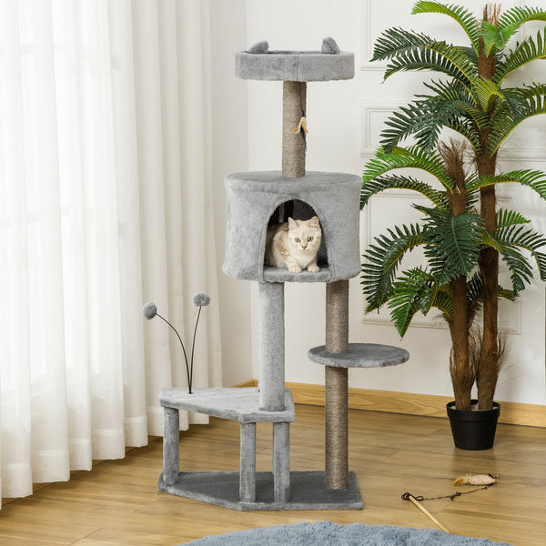 Albero Tiragraffi per Gatti 60x40x133 cm in Sisal e Peluche Grigio prezzo