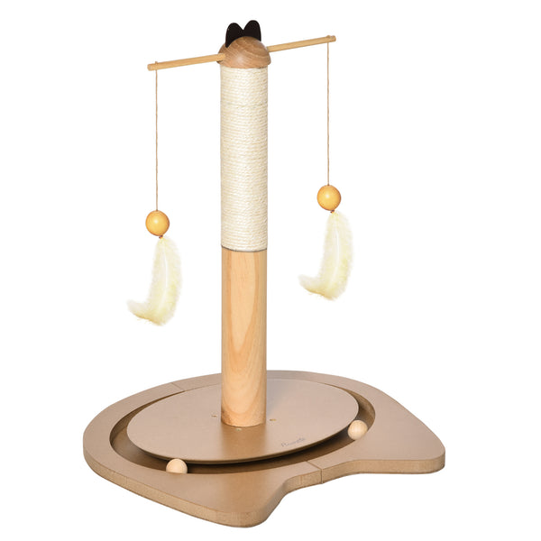 sconto Albero Tiragraffi per Gattini 40x37x51 cm con Piume Palline e Accessori in Legno Marrone e Beige