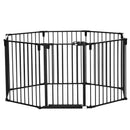Recinto per Cani Gatti Pieghevole 482,5x2x76 cm 8 Sezioni in Acciaio Nero