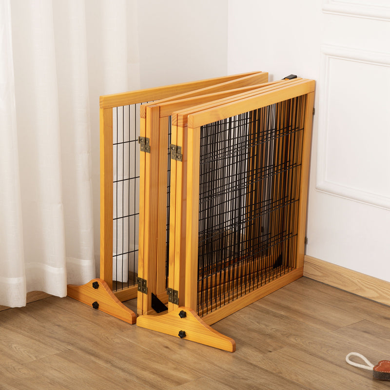 Cancelletto di Sicurezza Pieghevole per Animali Domestici 432x36x70 cm in Legno e Acciaio Giallo