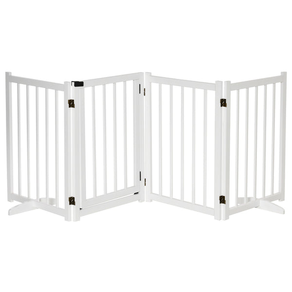 Cancelletto di Sicurezza Pieghevole per Animali Domestici 237,5x36x80 cm in Legno Bianco sconto