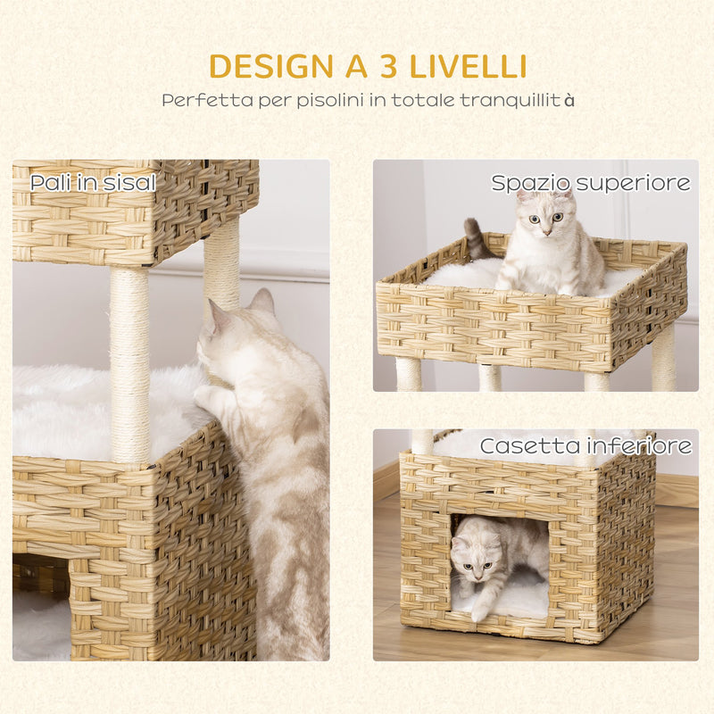 Cuccia per Gatti 40x40x70 cm in Legno Legno