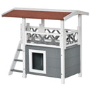 Cuccia per Gatti 77x50x73 cm con Terrazza e Scaletta Grigia