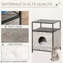 Cuccia per Gatti Mobiletto Multiuso 48x40x65,5 cm con Cuscino Grigio
