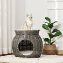 Cuccia per Gatti Ø50x43,5 cm in Rattan Grigio Scuro
