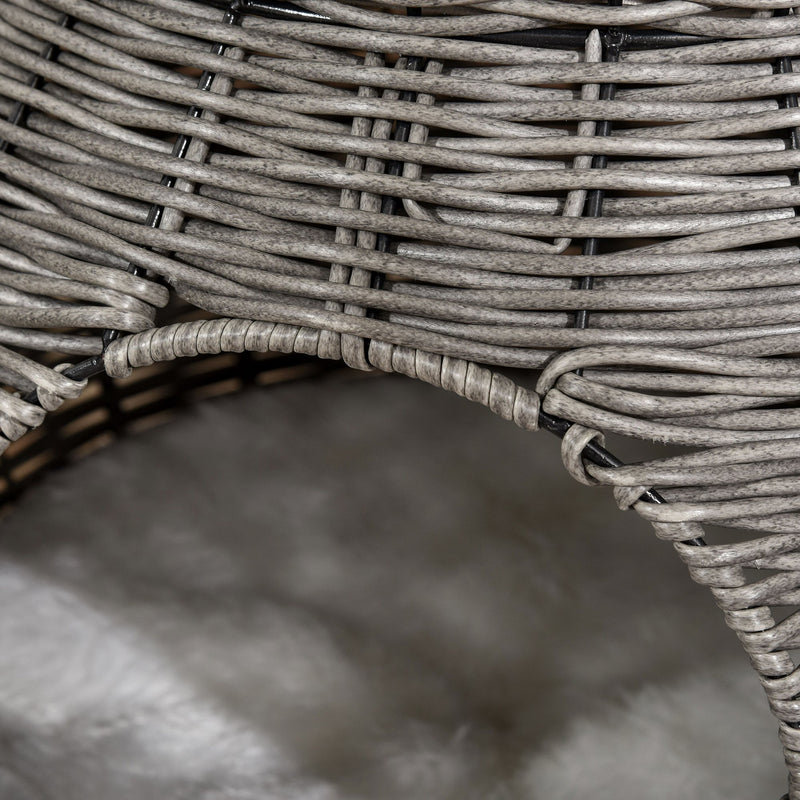 Cuccia per Gatti Ø50x43,5 cm in Rattan Grigio Scuro