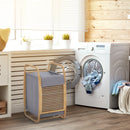 Cesto Portabiancheria 38,5x46,5x75 cm in Bambù Sacco in Tessuto Grigio