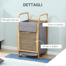 Cesto Portabiancheria 38,5x46,5x75 cm in Bambù Sacco in Tessuto Grigio