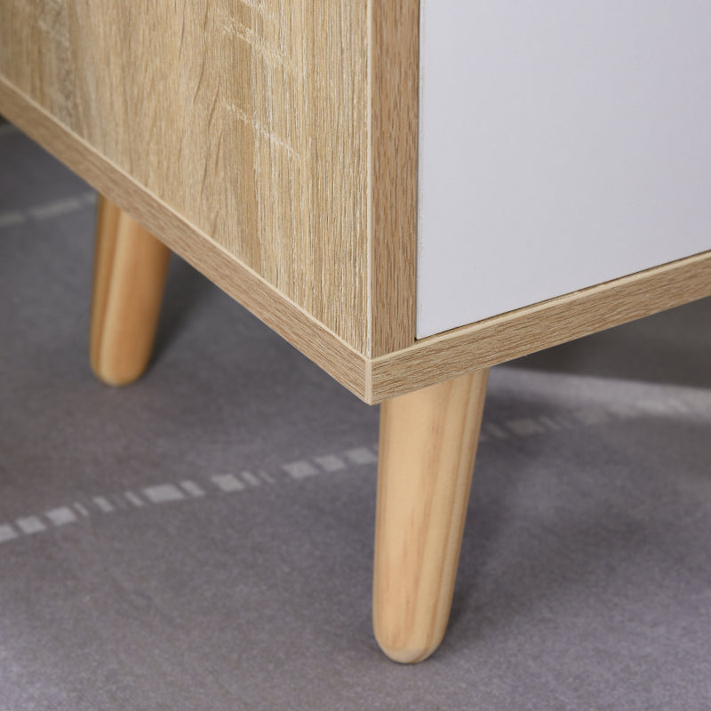 Comodino 1 Cassetto e Mensola 37x30x48 cm in Legno Rovere e Bianco