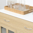 Mobile da Cucina Credenza 80x40x180 cm Ante in Vetro in Legno Bianco e Legno