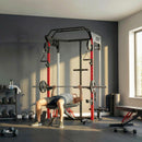 Power Tower 168x128x215 cm con Sistema di Cavi Pulley Regolabili Barre Trazioni e Dip Ganci J Squat Rack e Supporto Landmine Capacità 900 kg      