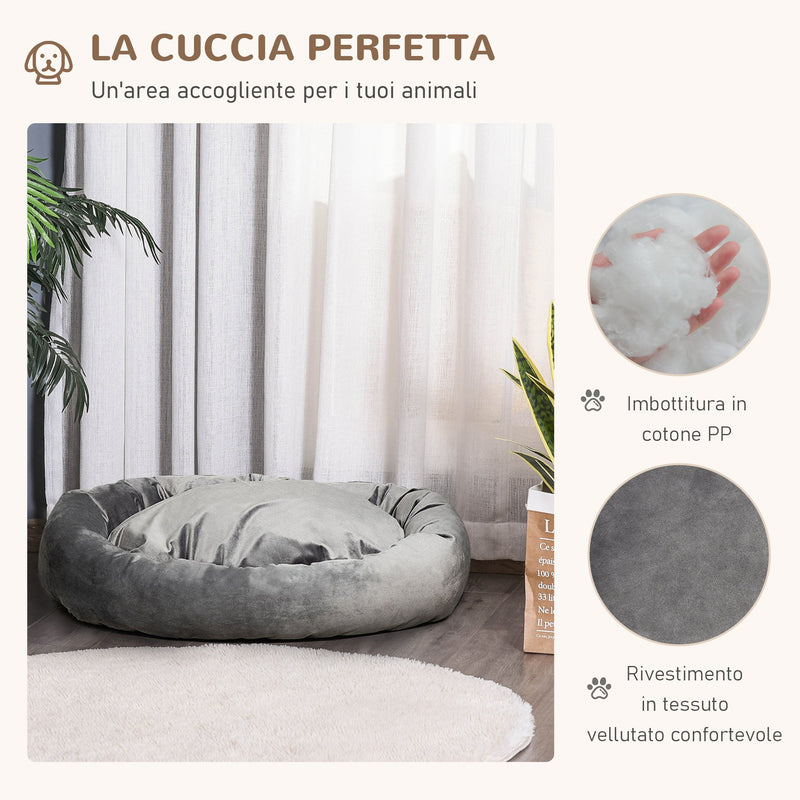 Cuccia Imbottita per Cani 81,5x58x18 cm in Tessuto Vellutato Grigio Scuro