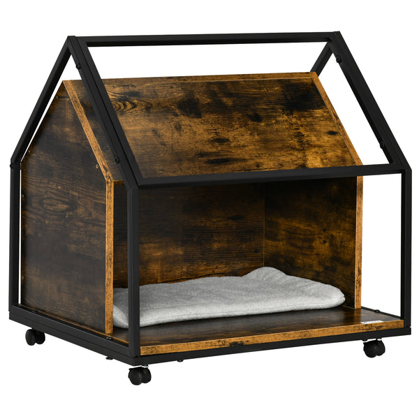 Cuccia per Gatti 60x50x60,5 cm in Legno e Acciaio Marrone Rustico prezzo