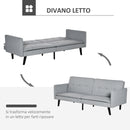 Divano Letto 2 Posti 198x81x81 cm in Tessuto Grigio
