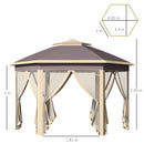 Gazebo da Giardino 405x340x285 cm con Zanzariera Beige