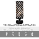 Lampada da Tavolo 2 Porte USB Ø10,8x30 cm E27 Paralume in Cristallo Nero