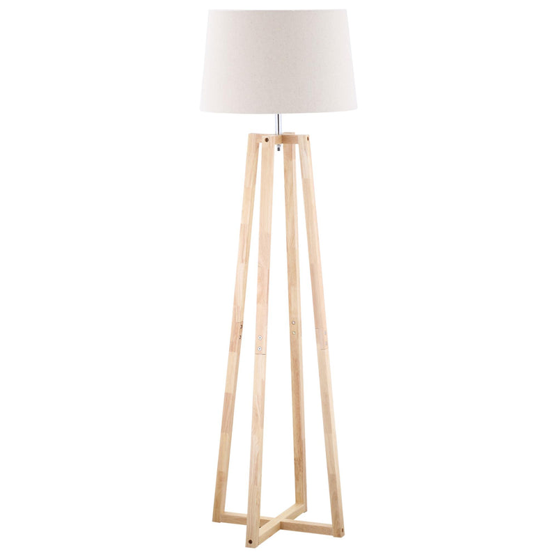 Lampada da Terra Ø44x149 cm E27 Paralume in Tessuto Bianco