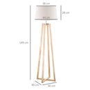 Lampada da Terra Ø44x149 cm E27 Paralume in Tessuto Bianco