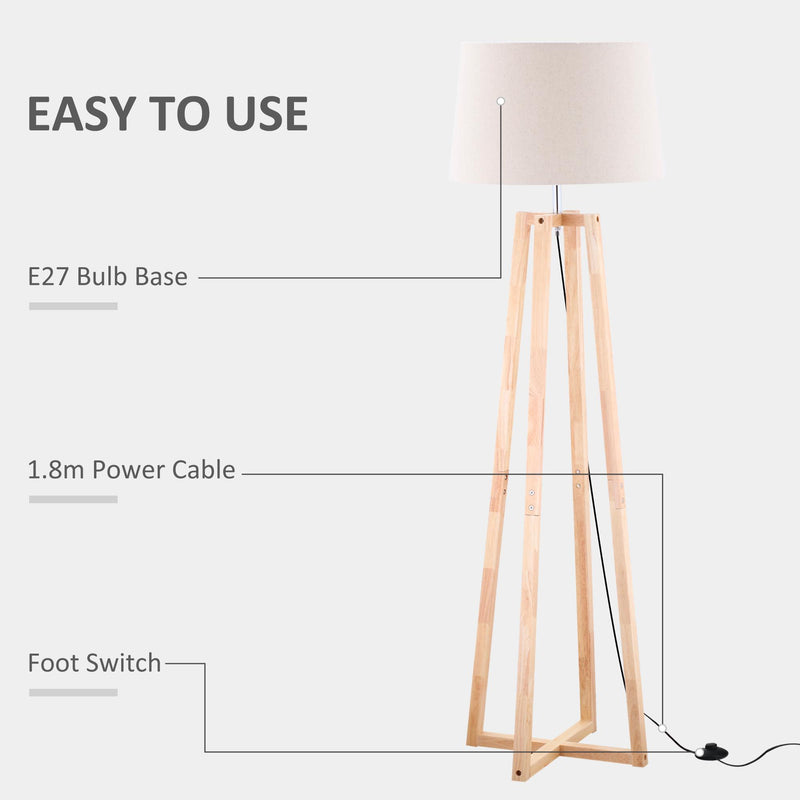 Lampada da Terra Ø44x149 cm E27 Paralume in Tessuto Bianco