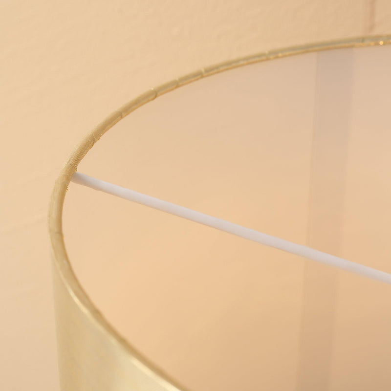 Lampada da Terra 48x32x152 cm E27 Paralume in Tessuto Oro e Nero