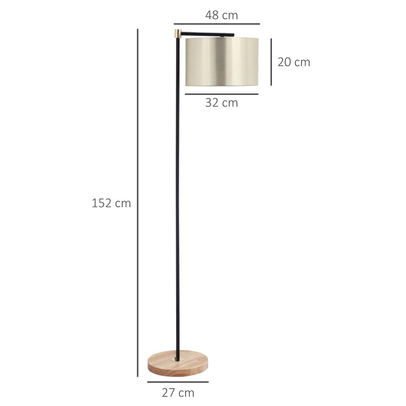 Lampada da Terra 48x32x152 cm E27 Paralume in Tessuto Oro e Nero