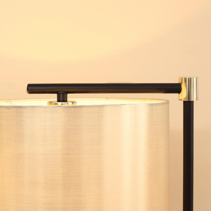 Lampada da Terra 48x32x152 cm E27 Paralume in Tessuto Oro e Nero