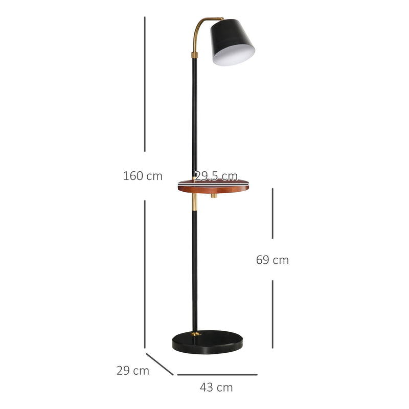 Lampada da Terra 43x29x160 cm E27 con Ripiano Nero e Oro