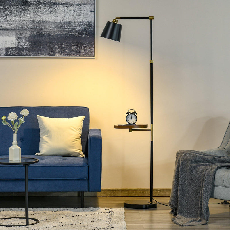 Lampada da Terra 50x30x165 cm E27 con Ripiano Nero e Oro