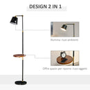 Lampada da Terra 50x30x165 cm E27 con Ripiano Nero e Oro