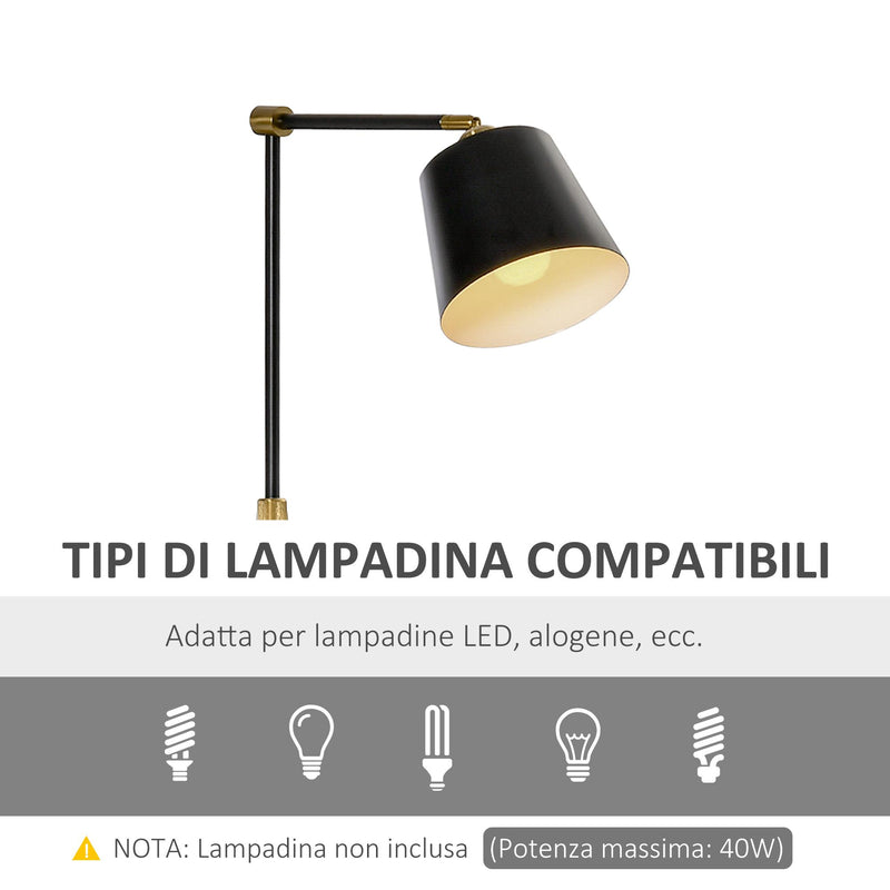 Lampada da Terra 50x30x165 cm E27 con Ripiano Nero e Oro