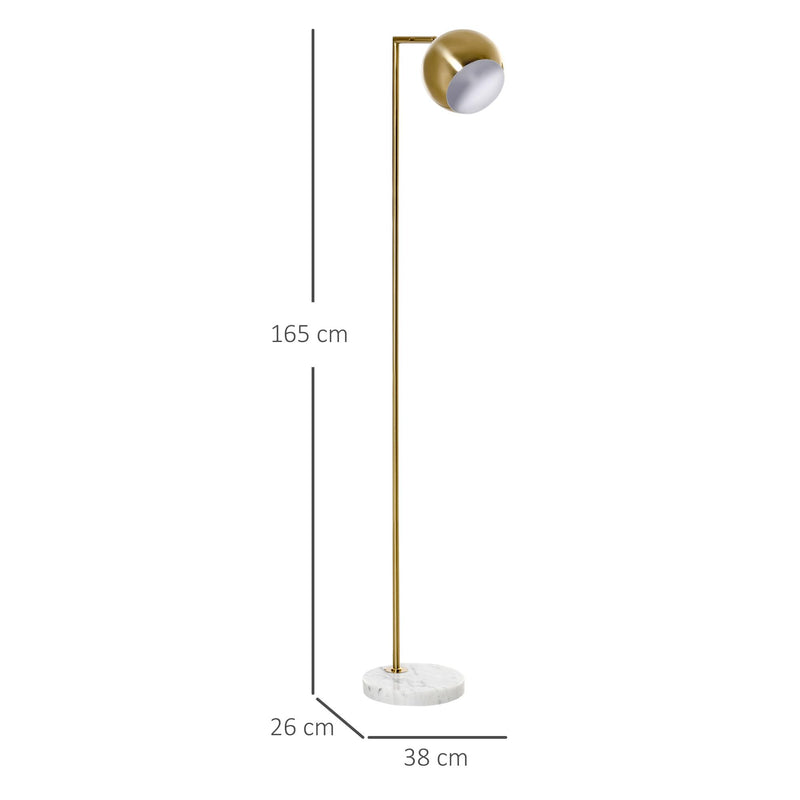 Lampada da Terra 38x26x165 cm E27 Paralume Regolabile Oro