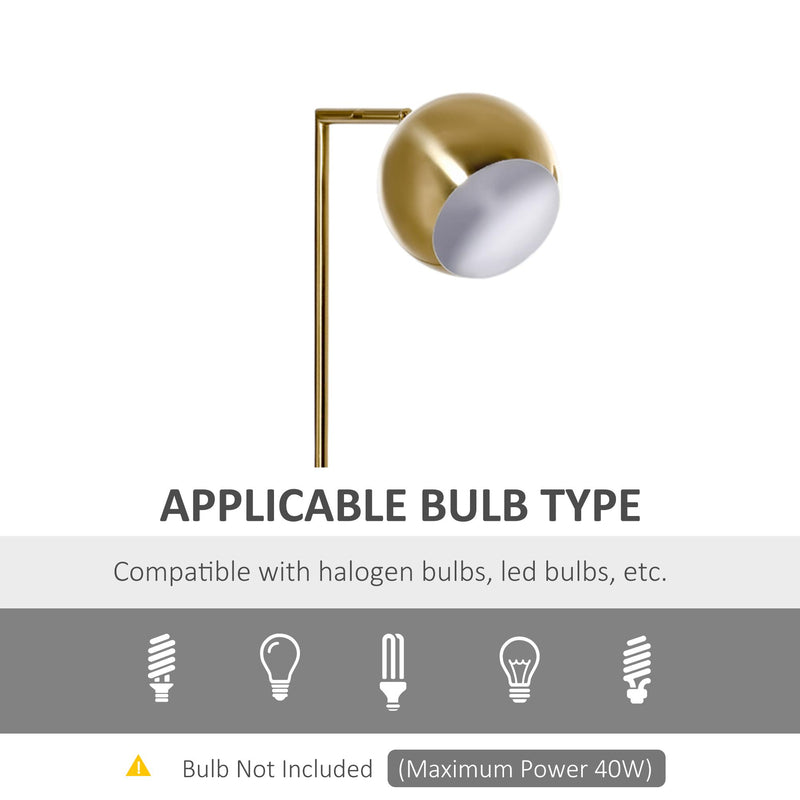 Lampada da Terra 38x26x165 cm E27 Paralume Regolabile Oro