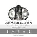 Lampadario Moderno Ø50x150 cm E27 in Metallo Nero