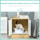 Mobile Lettiera per Gatti 60x55x62,5 cm in Legno Legno e Bianco