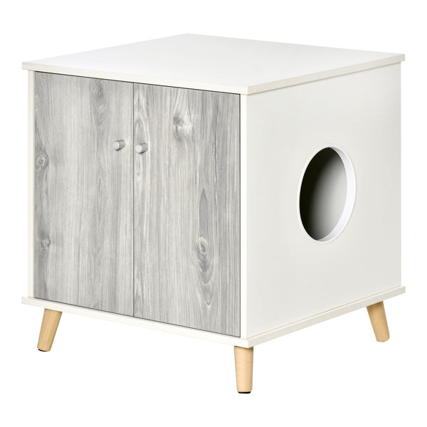 acquista Mobile Lettiera per Gatti 60x55x62,5 cm in Legno Bianco e Grigio