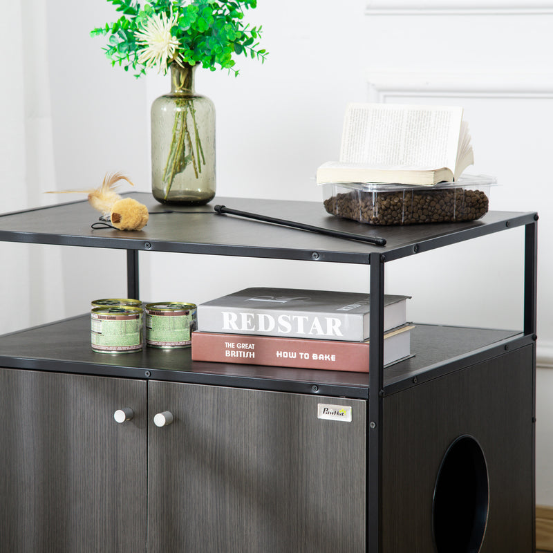 Mobile Lettiera per Gatti 70x55x65,5 cm in Legno e Acciaio Nera