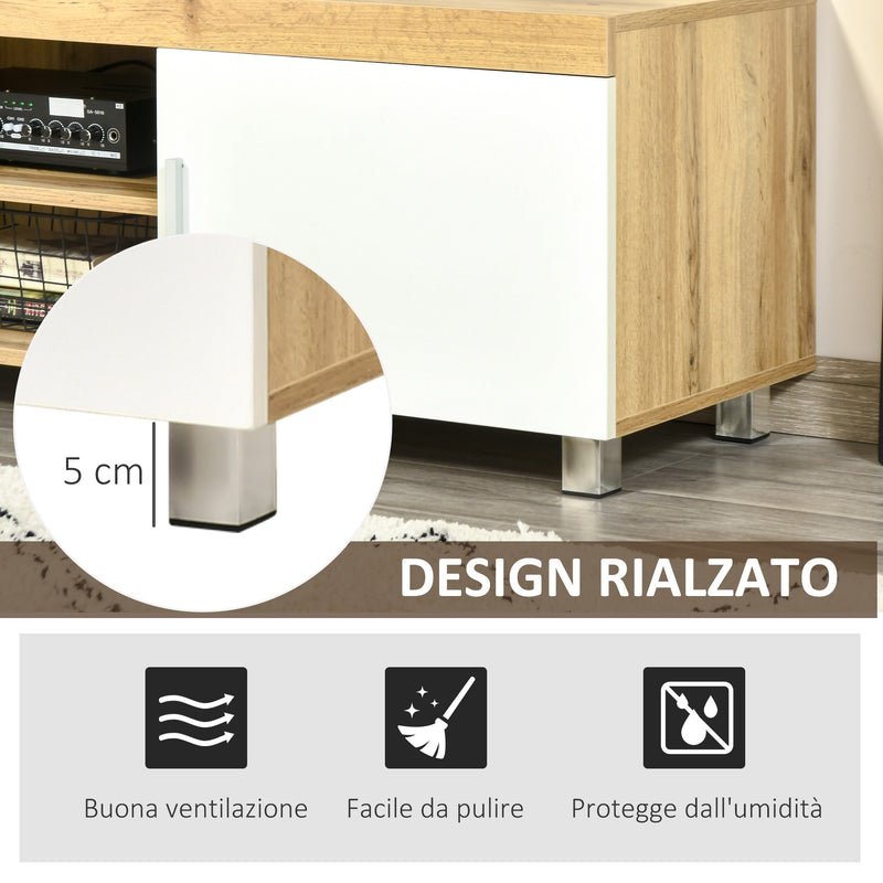 Mobile TV 140x40x41,5 cm per TV fino a 63 Quercia e Bianco