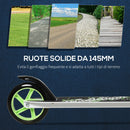 Monopattino Pieghevole per Bambini 72,8x33,4x75-85 cm in Alluminio e Acciaio Verde