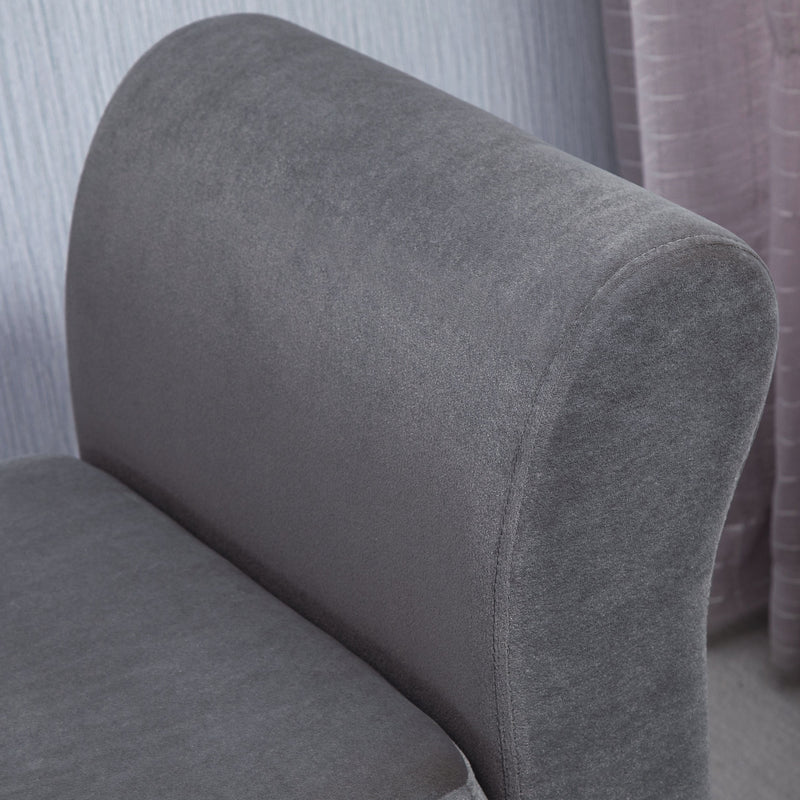Panca Pouf Contenitore Imbottita 111,5x41x65 cm in Tessuto Grigio