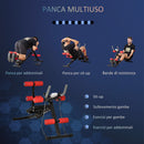 Panca Addominalli 2 in 1 117x46x70 cm con Bande Elastiche e Monitor LCD Nera