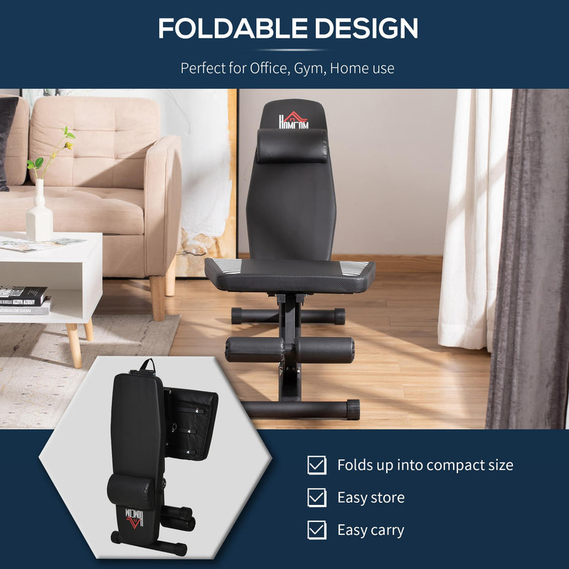 Panca Pesi Pieghevole 88x55x28 cm con Seduta Reclinabile  Nera