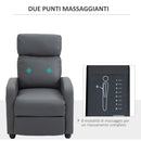 Poltrona Relax Massaggiante 68x88x98 cm con Telecomando in Similpelle Grigio