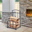 Portalegna per Camino con 4 Attrezzi 39x39x68 cm in Metallo Nero